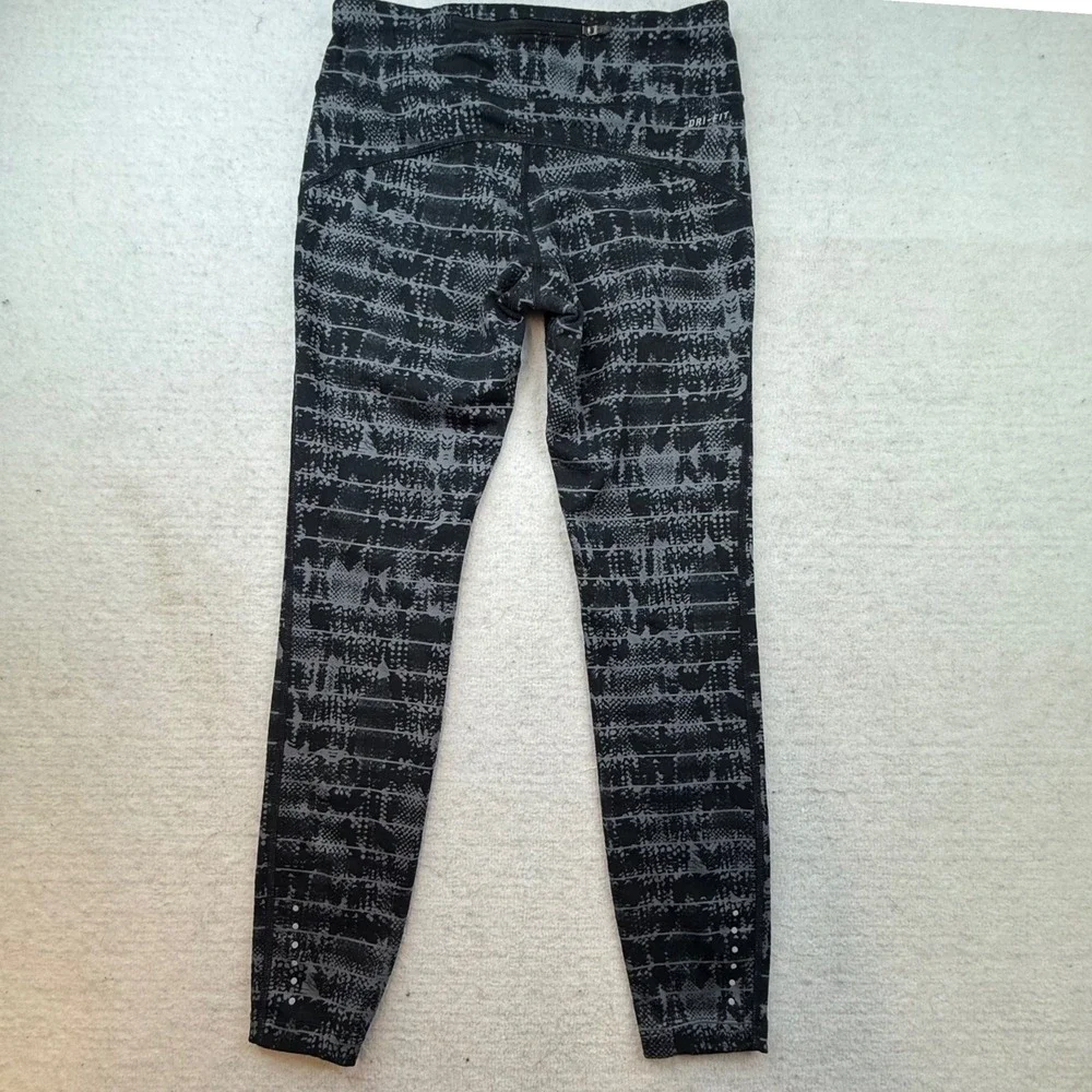 Nike Dri-FIT‎ Women's Athletic Leggings Black Grey Snake Print Size Small